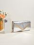 Metallic Chain Flap Square Bag