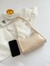 Crocodile Embossed Baguette Bag