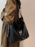 Snap Button Large Capacity Hobo Bag