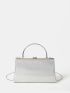 Metallic Glitter Ruched Detail Chain Square Bag, Perfect Bride Purse For Wedding, Prom & Party Events