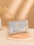 Geometric Pattern Square Bag Clear Flap Chain Strap Fashionable