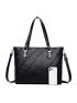 Stitch Detail Shoulder Tote Bag With Square Bag
