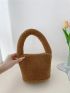 Minimalist Top Handle Fluffy Bucket Bag