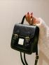 Mini Buckle & Patch Decor Flap Square Bag