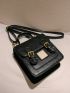 Mini Buckle & Patch Decor Flap Square Bag