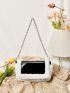 Fuzzy Panel Flap Chain Artificial Patent Leather Square Bag