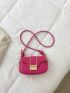Neon Pink Crocodile Embossed Flap Saddle Bag