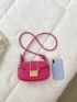 Neon Pink Crocodile Embossed Flap Saddle Bag