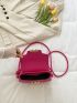Neon Pink Crocodile Embossed Flap Saddle Bag