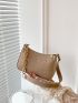 Mini Crocodile Embossed Chain Decor Felt Hobo Bag