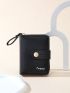 Litchi Embossed Letter Embroidered Small Wallet