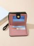Litchi Embossed Letter Embroidered Small Wallet