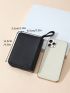 Litchi Embossed Letter Embroidered Small Wallet