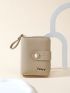 Litchi Embossed Letter Embroidered Small Wallet