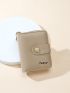 Litchi Embossed Letter Embroidered Small Wallet