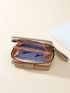 Litchi Embossed Letter Embroidered Small Wallet