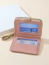 Litchi Embossed Letter Embroidered Small Wallet
