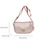 Letter Patch Decor Contrast Piping Crossbody Bag