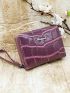 Crocodile Embossed Letter Decor Small Wallet