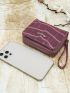 Crocodile Embossed Letter Decor Small Wallet