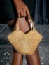 Rhinestone Decor Double Handle Evening Bag