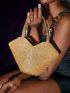 Rhinestone Decor Double Handle Evening Bag