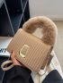Mini Metal Detail Fuzzy Top Handle Flap Square Bag