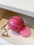 Mini Neon Pink Basketball Design Circle Bag With Bag Charm