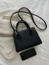 Crocodile Embossed Double Handle Square Bag