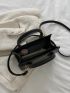 Crocodile Embossed Double Handle Square Bag