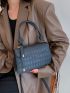 Plaid Embossed Flap Square Bag