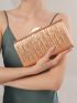 Metallic Textured Chain Box Bag