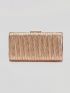 Metallic Textured Chain Box Bag