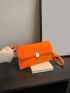 Neon-orange Metal Lock Flap Felt Square Bag