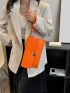 Neon-orange Metal Lock Flap Felt Square Bag