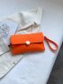 Neon-orange Metal Lock Flap Felt Square Bag