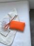 Neon-orange Metal Lock Flap Felt Square Bag