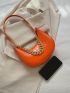 Neon Orange Crocodile Embossed Chain Decor Hobo Bag
