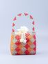 Mini Color Block Drawstring Design Beaded Satchel Bag