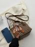 Houndstooth Pattern Twilly Scarf Decor Bucket Bag