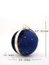 Mini Rhinestone Decor Velvet Circle Bag