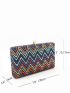 Mini Chevron Pattern Chain Square Bag