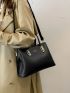 Letter Detail Double Handle Satchel Bag
