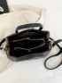 Letter Detail Double Handle Satchel Bag