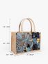 Random Floral Embroidered Sequin Decor Shopper Bag