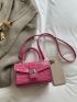 Mini Crocodile Embossed Weave Detail Flap Square Bag