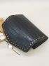 Crocodile Embossed Studded Decor Long Wallet