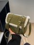 Mini Contrast Binding Buckle Decor Square Bag