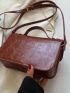 Buckle & Studded Decor Flap Square Bag