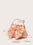 Bow & Rhinestone Decor Chain Ruched Bag